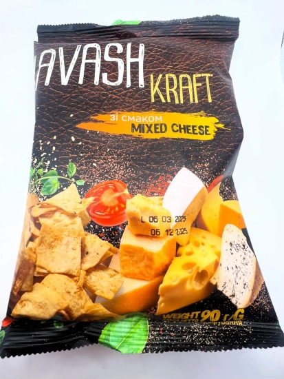 Чіпси з лаваша мікс сирів 90g.